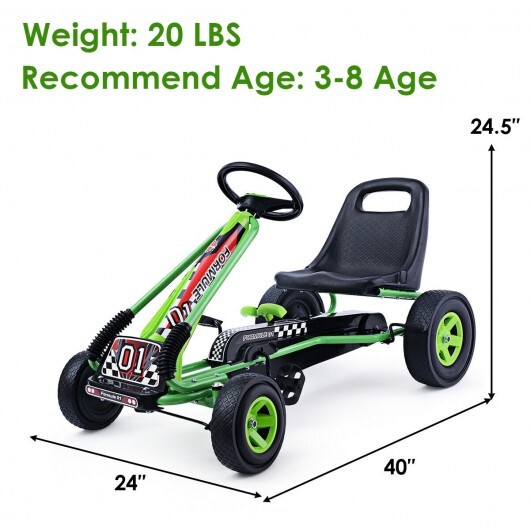 4 Wheels Kids Ride On Pedal Powered Bike Go Kart Racer Car Outdoor Play Toy-Green - Color: Green - Image 4