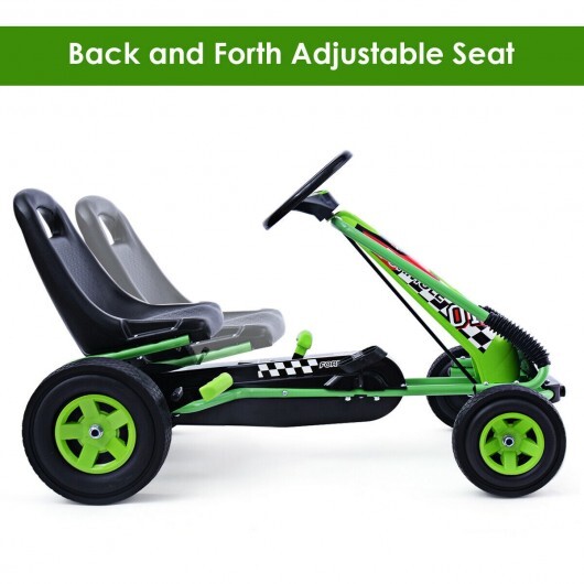 4 Wheels Kids Ride On Pedal Powered Bike Go Kart Racer Car Outdoor Play Toy-Green - Color: Green - Image 5