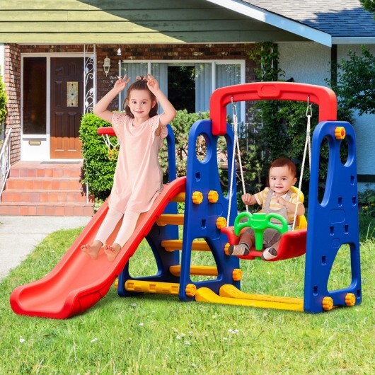 3-in-1 Junior Children Climber Slide Playset - Color: Multicolor - Image 3