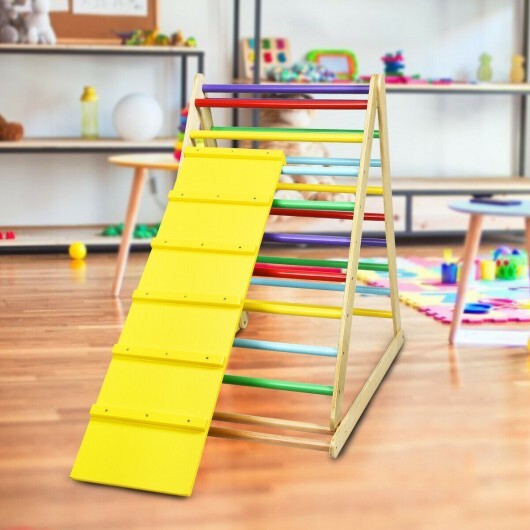 Foldable Wooden Climbing Triangle Indoor Home Climber Ladder - Color: Multicolor - Image 2