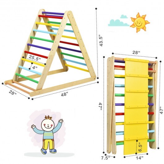 Foldable Wooden Climbing Triangle Indoor Home Climber Ladder - Color: Multicolor - Image 5