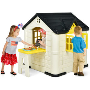 Kid's Playhouse Pretend Toy House For Boys and Girls 7 Pieces Toy Set-Yellow - Color: Yellow
