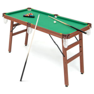 Folding Portable Billiards Table Game Set with Adjustable Foot Levelers - Color: Multicolor