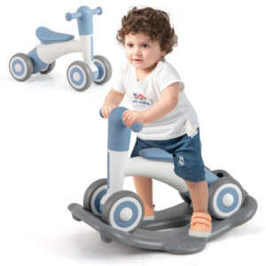3 in 1 Rocking Horse with Detachable Balance Board and Seat-Gray - Color: Gray